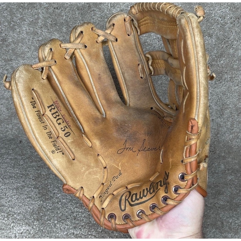 Rawlings Baseball Glove Youth Tan Tom Seaver RBG50 Fastback Holdster Good